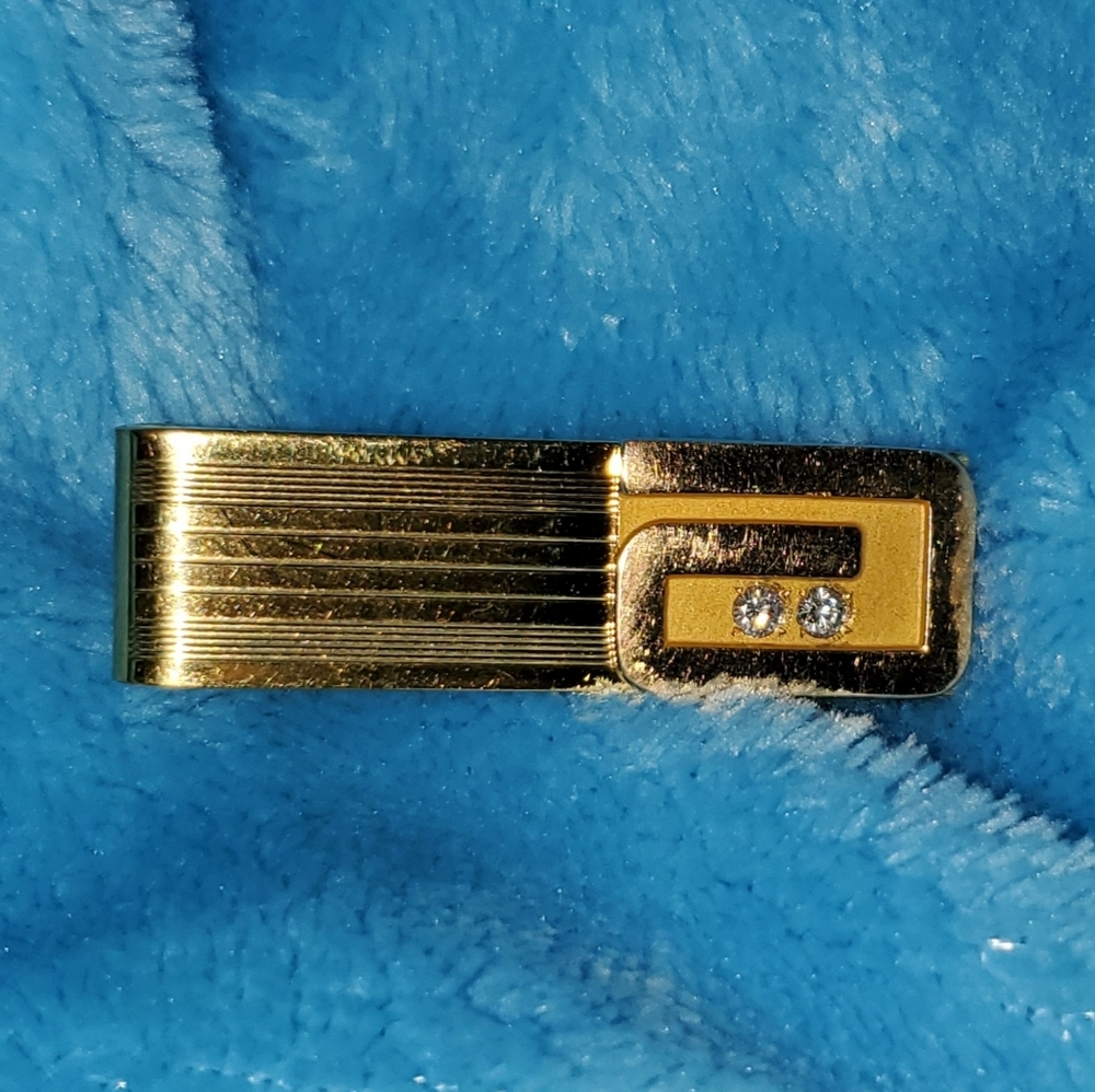 Balfour 2 diamond Tie clip 12kt Gold filled